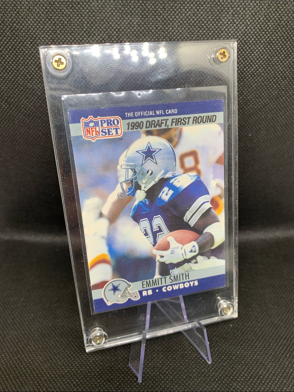 Emmitt Smith 1990 Pro Set NFL Rookie Card Dallas Cowboys Hall Of Fame In Case!